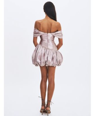  Milena Ruched Asymmetrical Bubble Mini Dress