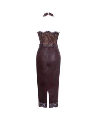  Fiera Plunging Halter Belted Midi Dress