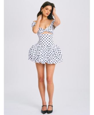  Umika Off Shoulder Polka Dots Bubble Hem Mini Dress