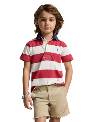 Boys' Striped Cotton Short Sleeved Rugby Shirt - Little Kid