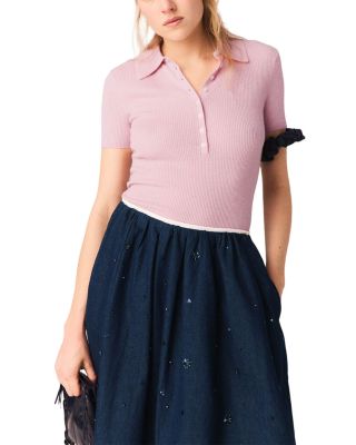 Embroidered Denim Midi Skirt