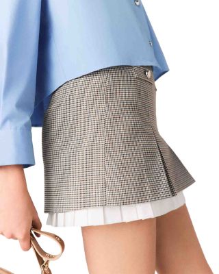 Pleated Skirt with Poplin Details