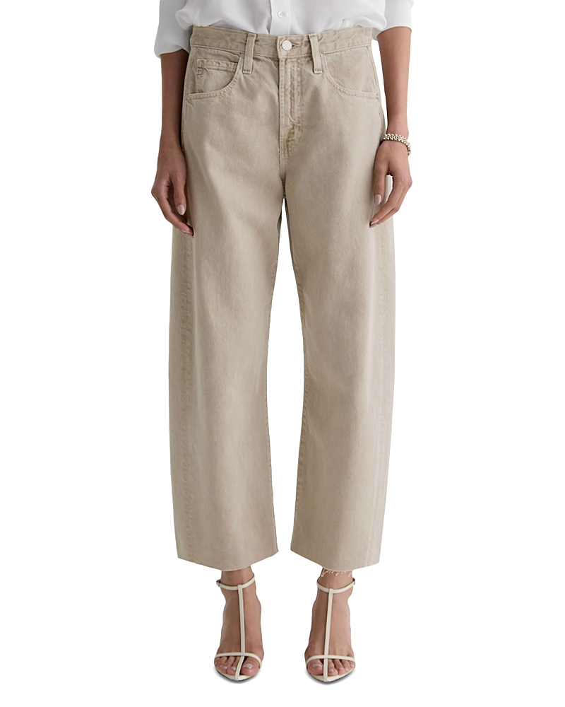 Ag Hattie High Rise Crop Barrel Jeans in Sulfur Light Taupe · 31