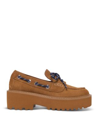 Women's Suede Platform Boat Shoe Loafers