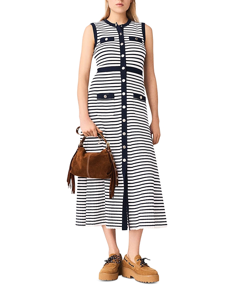 Maje Breton Stripe Knit Maxi Dress