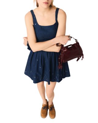 Flared Embroidered Denim Dress