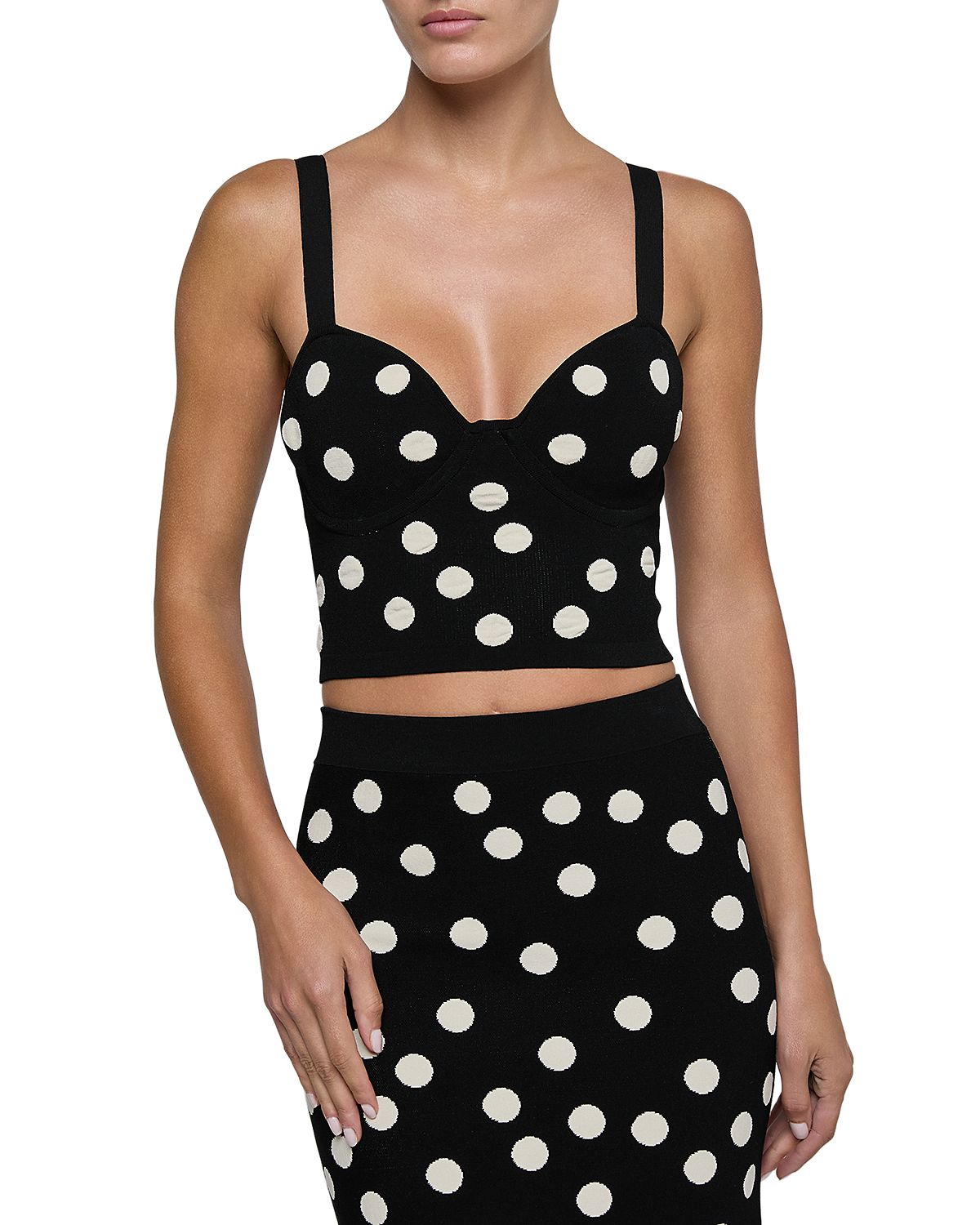 L'Agence Tula Polka Dot Knit Bra Top
