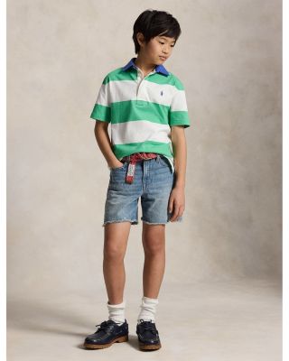 Boys' Striped Cotton Short Sleeved Rugby Shirt - Big Kid