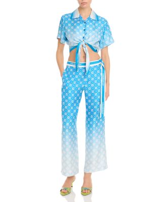 Silk Gradient Diamond Print Pants