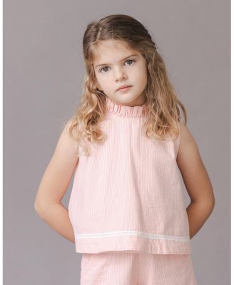 Girls' Organic Ruffle Neck Seersucker Top - Little Kid, Big Kid