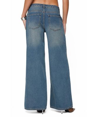  Double Buckle Low Rise Baggy Jeans