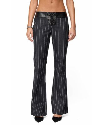  Pinstripe Low Rise Flared Jeans