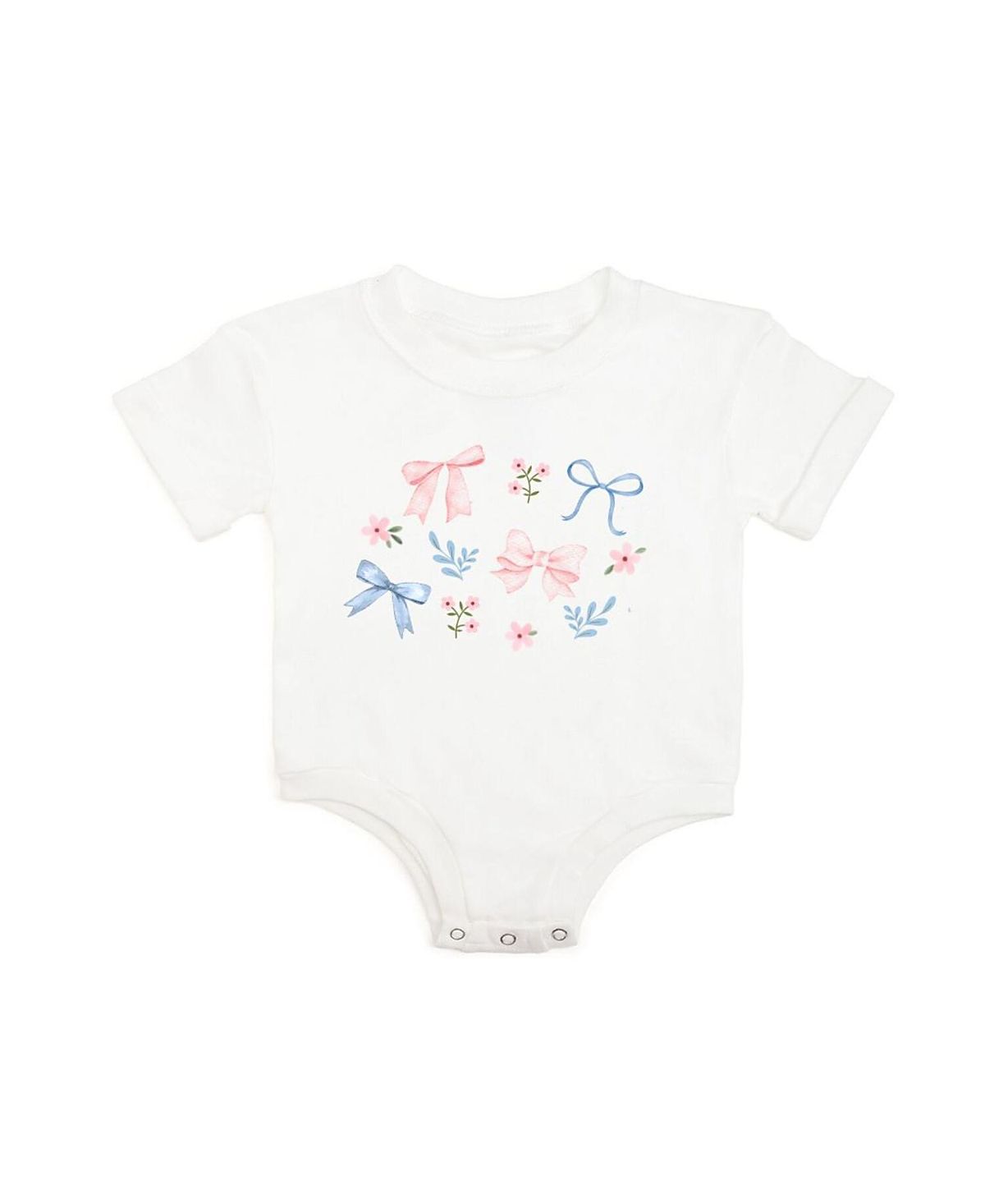 Sweet Wink Girls' Floral & Bow Watercolor Short Sleeve Romper - Baby