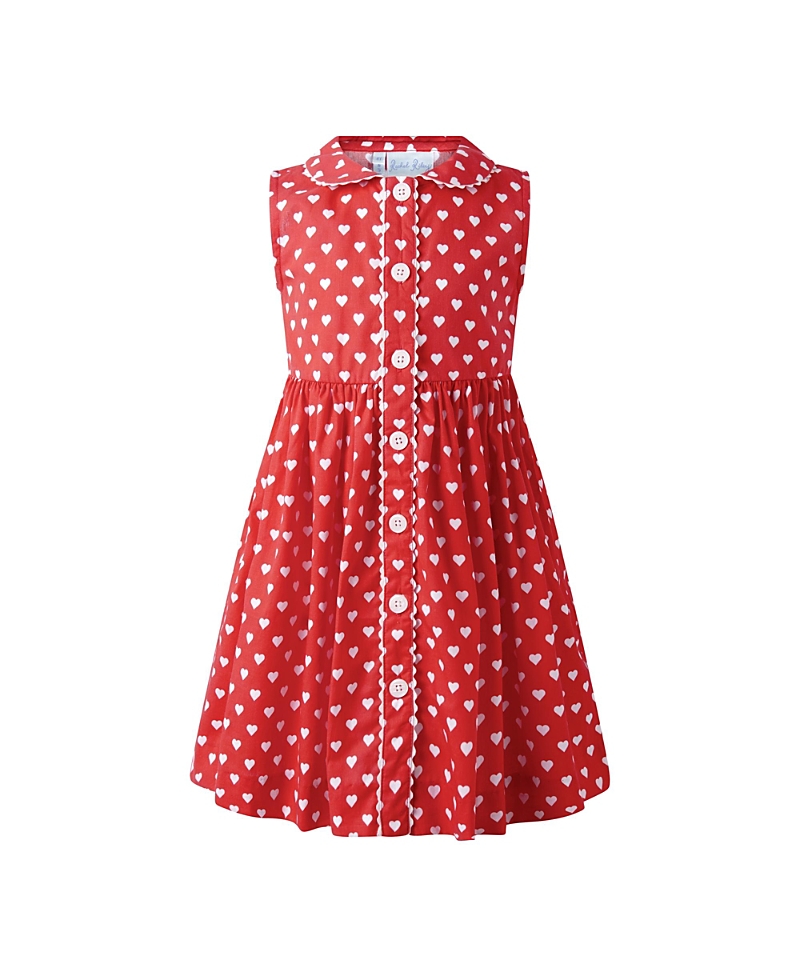Rachel Riley Girls' Heart Sleeveless Button Front Dress - Little Kid, Big Kid