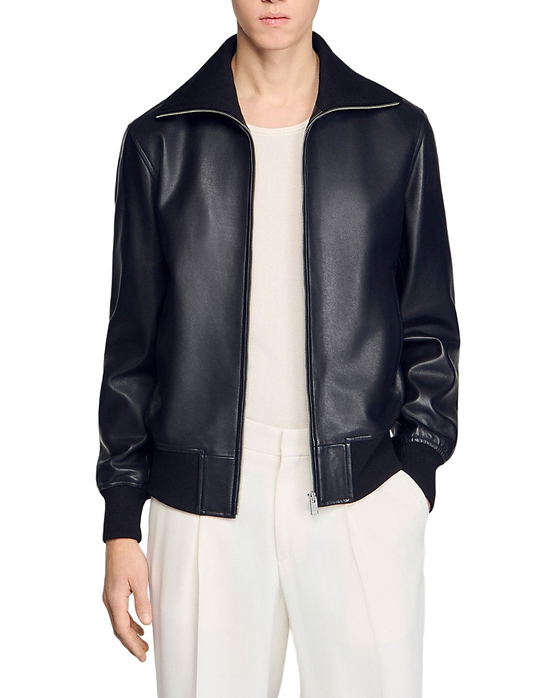 Sandro Harry Full Grain Leather Jacket