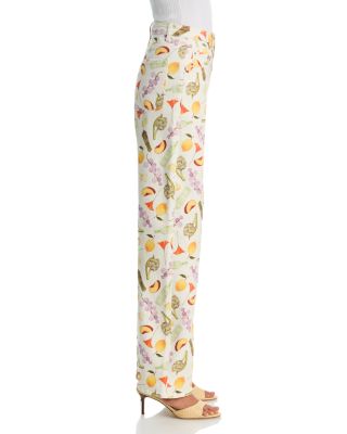 Printed High Rise Wide Leg Jeans in Fruit Print - Exclusive 