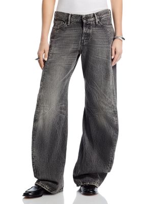 Wide Leg Jeans in Washed Black