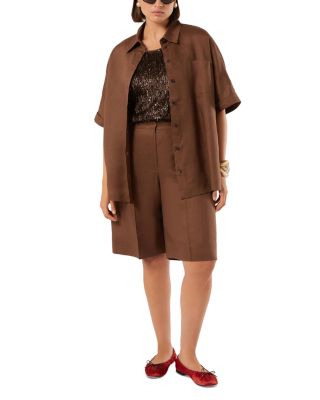 Mrncelebre Cocoa Sequin Embroidered Tulle Top