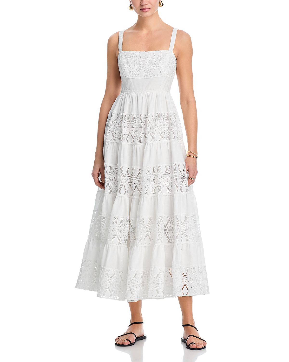 Aqua Lace Inset Tier Midi Dress - Exclusive