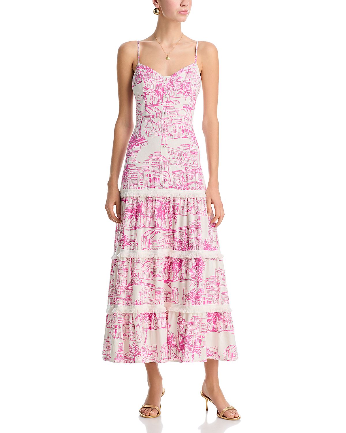 Aqua City Palm Scenic Print Dress - Exclusive