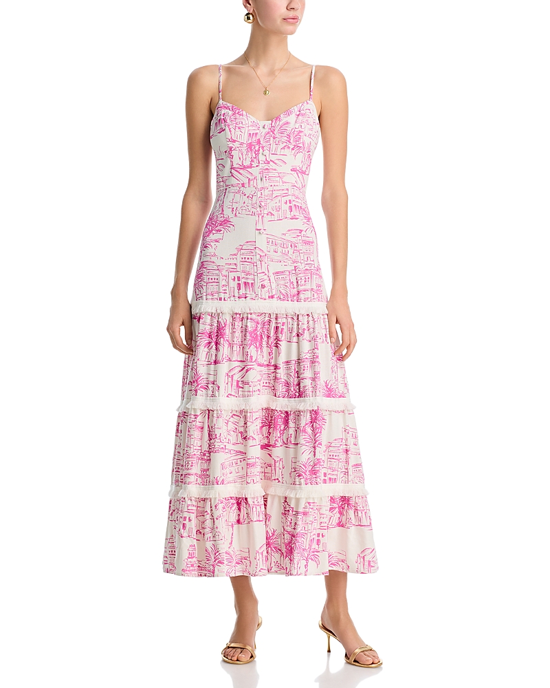 Aqua City Palm Scenic Print Dress - Exclusive