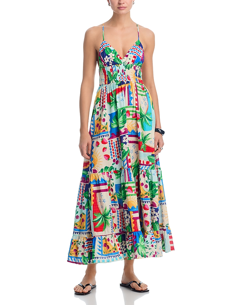 Aqua Cherry Voile Tiered Maxi Dress - Exclusive