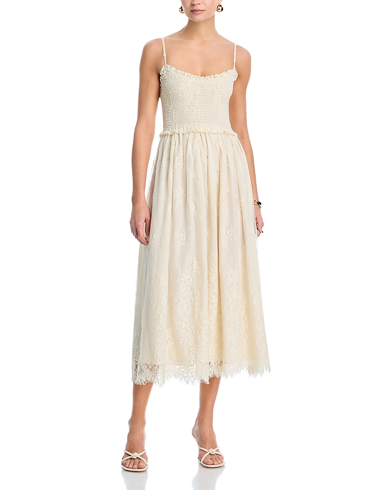 Aqua Lace Smocked Midi Dress - Exclusive