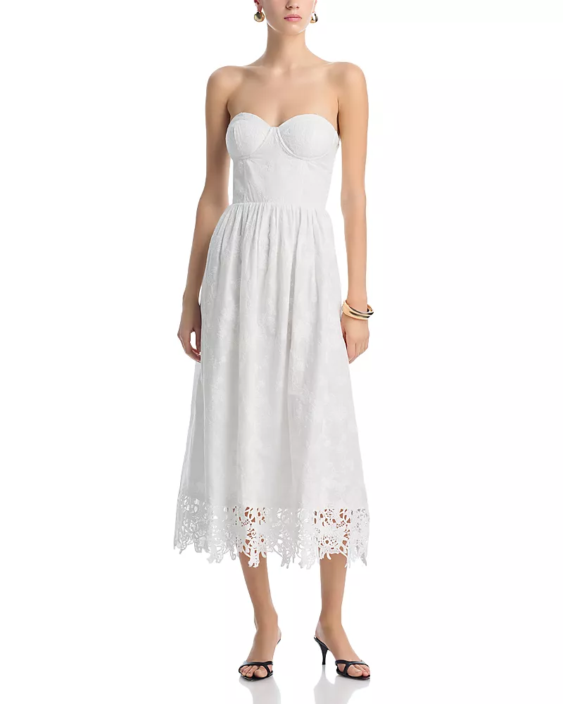 Aqua Lace Bottom Bustier Midi Dress - Exclusive