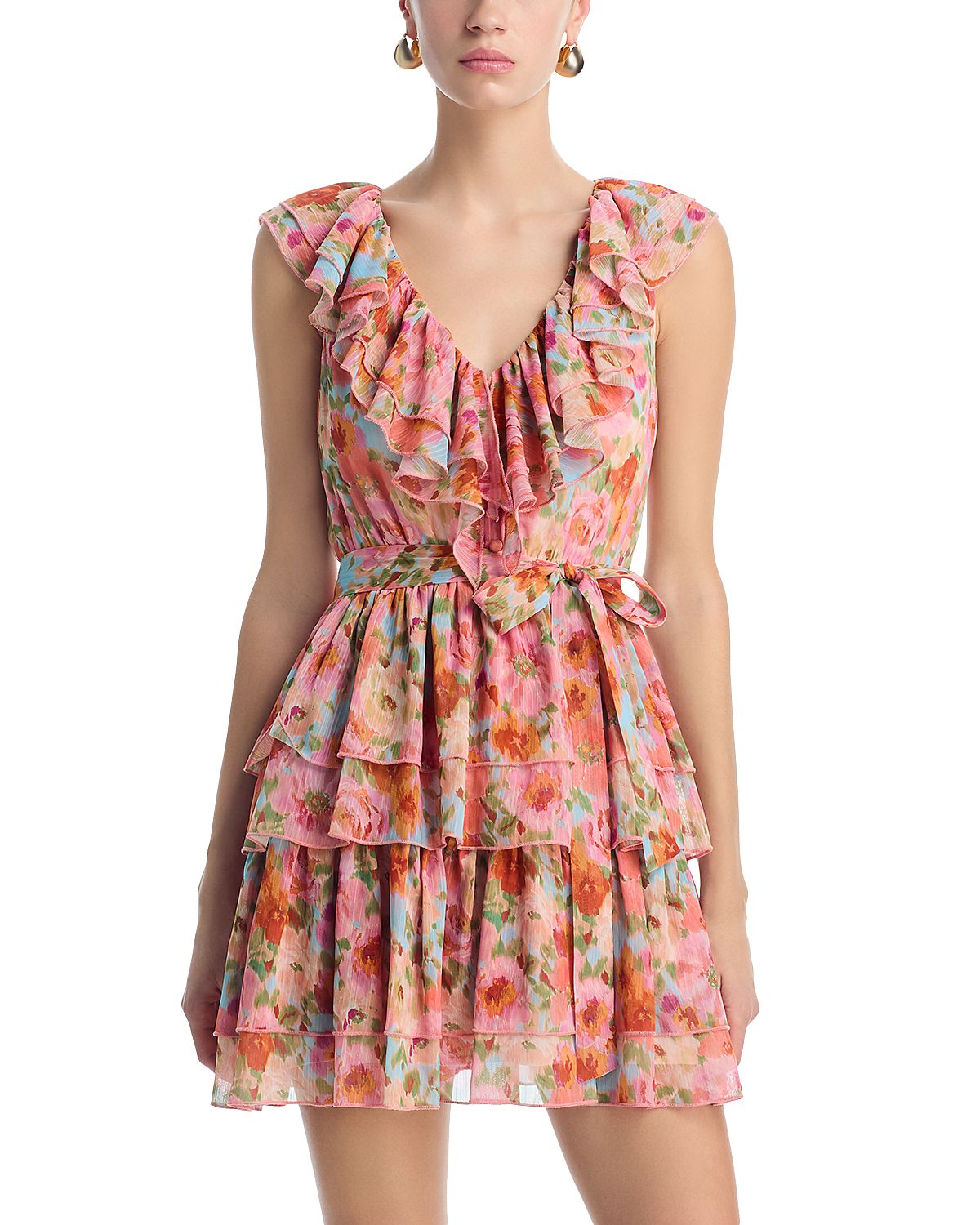 Aqua Floral Ruffle Mini Dress - Exclusive