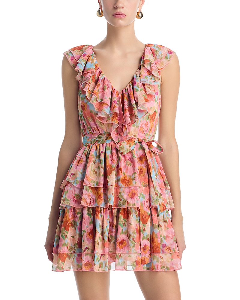 Aqua Floral Ruffle Mini Dress - Exclusive