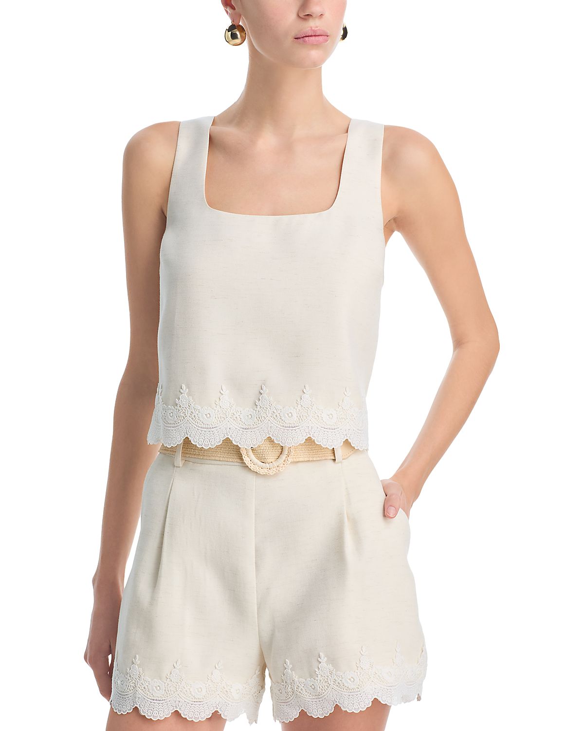 Aqua Lace Trim Tank Top - Exclusive