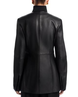 Collarless Leather Jacket