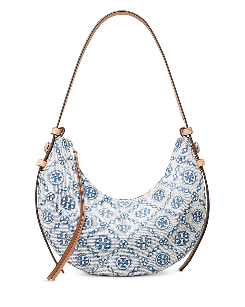 Tory Burch Romy Half Moon Denim Shoulder Bag