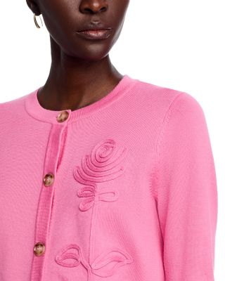 Rose Appliqu&eacute; Snap Front Cardigan