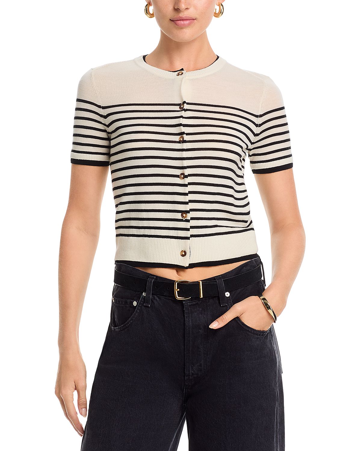 rag & bone Anne Stripe Short Sleeve Cardigan