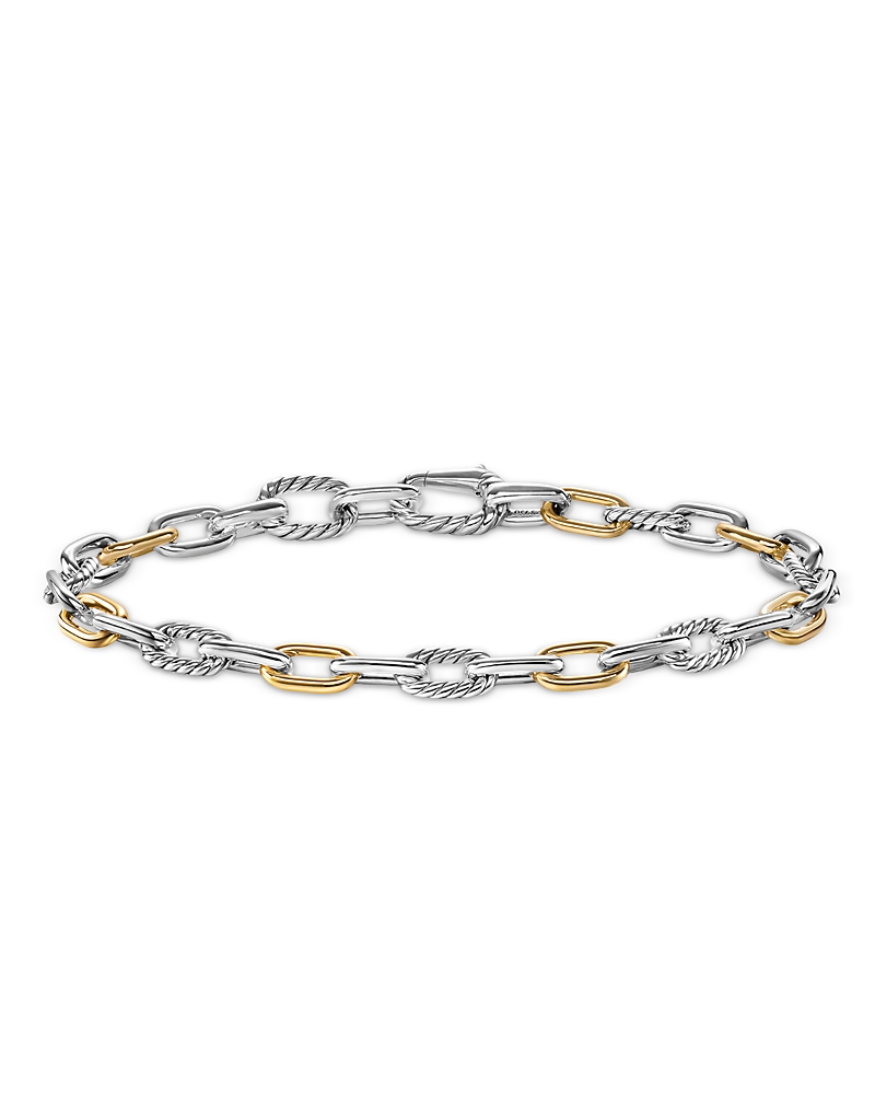 Men's Dy Madison Chain Bracelet in Sterling Silver with 18K Yellow Gold, 6mm