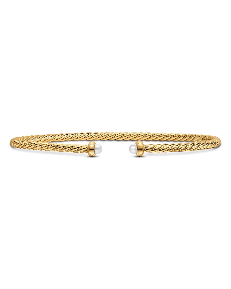 Micro Cablespira Flex Bracelet in 18K Yellow Gold with Pearls, 2.6mm