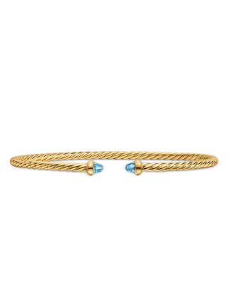 Micro Cablespira&reg; Flex Bracelet in 18K Yellow Gold with Blue Topaz, 2.6mm