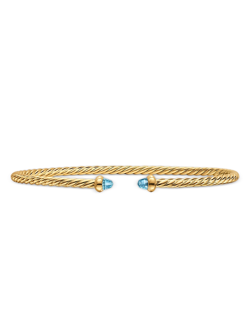 Micro Cablespira Flex Bracelet in 18K Yellow Gold with Blue Topaz, 2.6mm