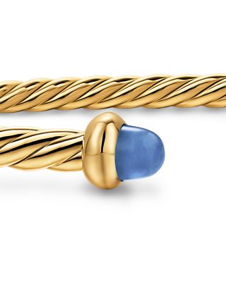Micro Cablespira&reg; Flex Bracelet in 18K Yellow Gold with Blue Sapphires, 2.6mm