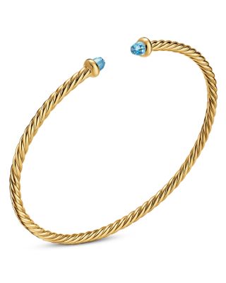 Micro Cablespira&reg; Flex Bracelet in 18K Yellow Gold with Blue Topaz, 2.6mm