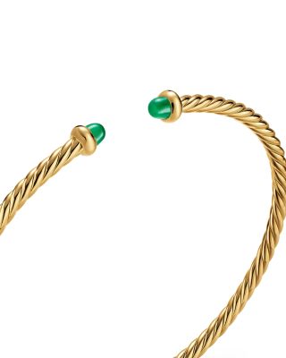 Micro Cablespira&reg; Flex Bracelet in 18K Yellow Gold with Emeralds, 2.6mm