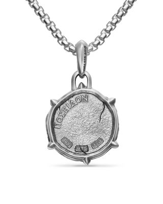 Men's Poseidon Amulet in Sterling Silver with 18K Yellow Gold, 26.4mm