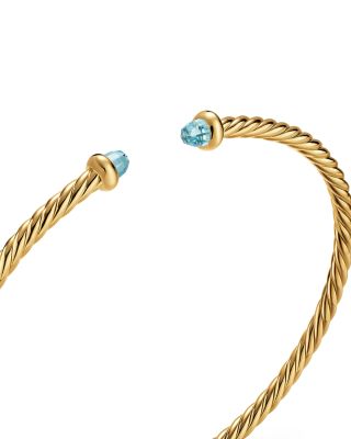 Micro Cablespira&reg; Flex Bracelet in 18K Yellow Gold with Aquamarine, 2.6mm