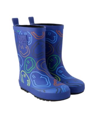 Boys' Waterproof Smiley Rain Boots in Natural Rubber - Toddler, Little Kid, Big Kid
