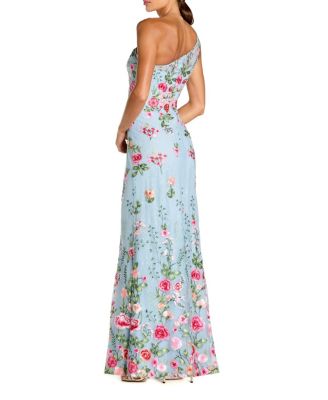  One Shoulder Lace Embroidered Gown