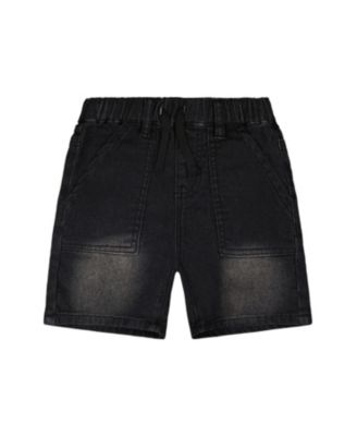Boys' French Terry Elastic Waist Drawstring Denim Shorts - Little Kid