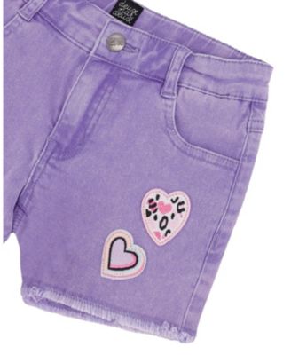 Girls' Heart Embroidery Denim Shorts - Little Kid
