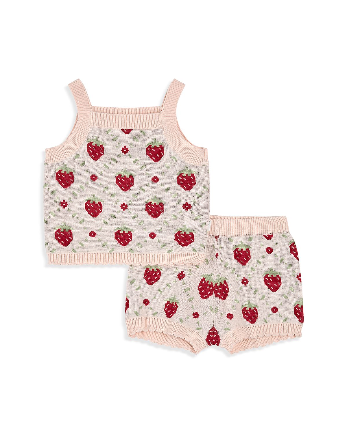 Firsts by petit lem Girls' Strawberry Knit Top & Shorts Set - Baby