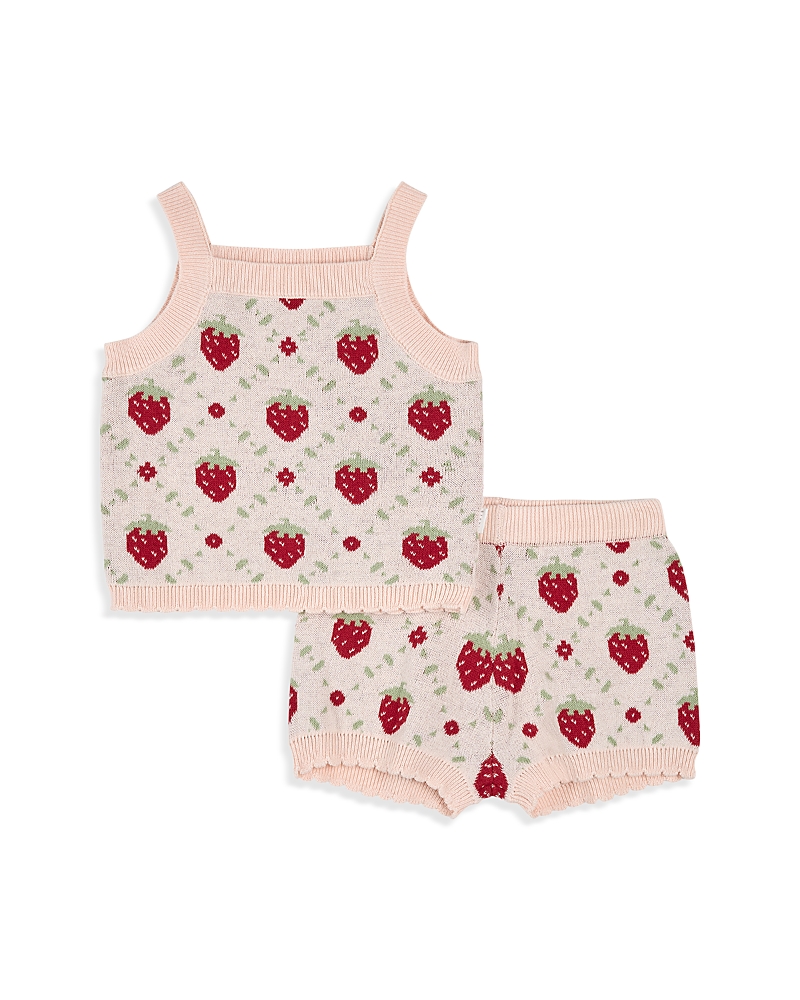 Firsts by petit lem Girls' Strawberry Knit Top & Shorts Set - Baby